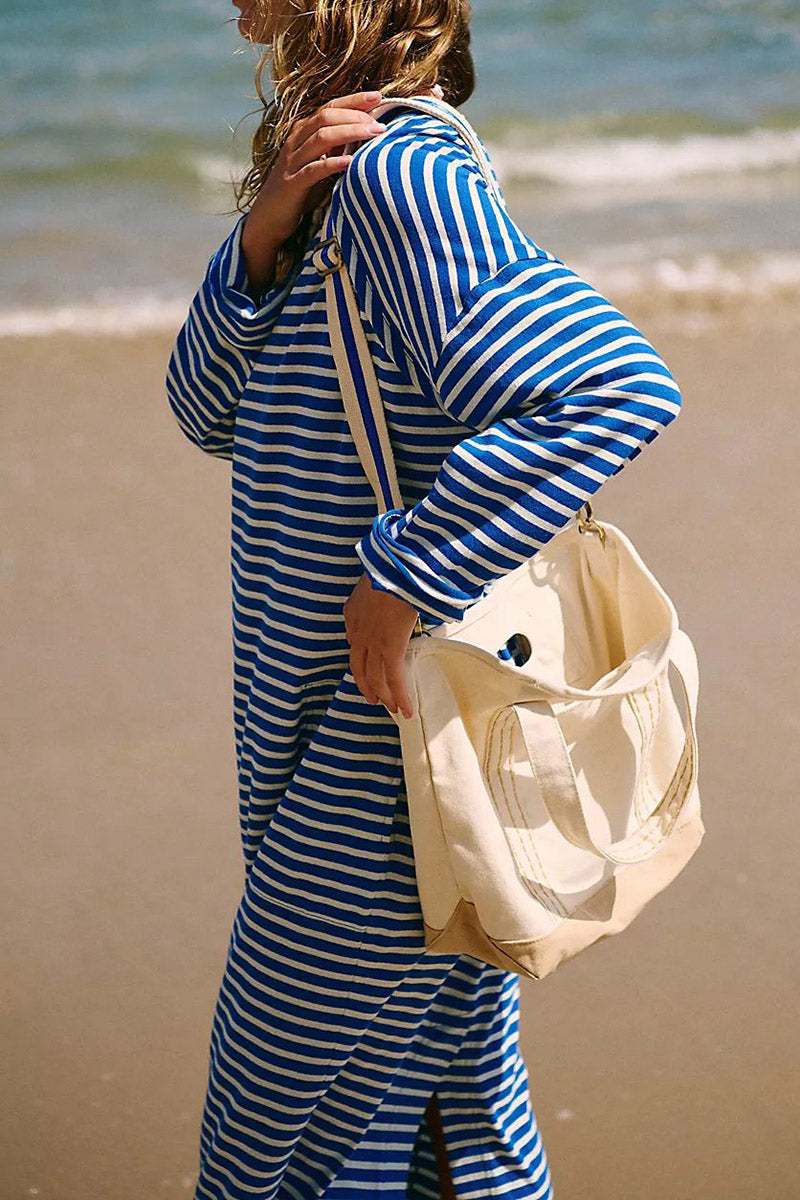 Striped Long Sleeve Beach Dress