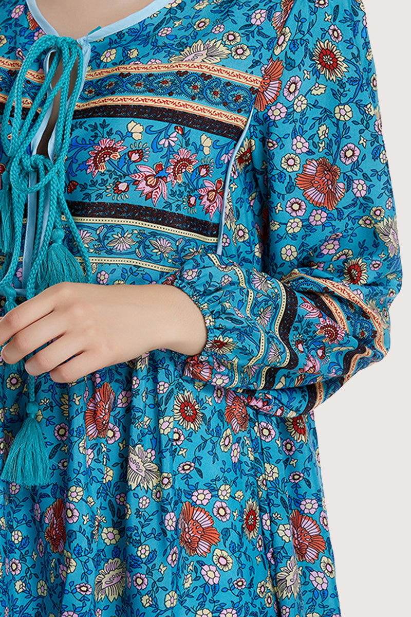 Bohemian Floral Print Maxi Dress