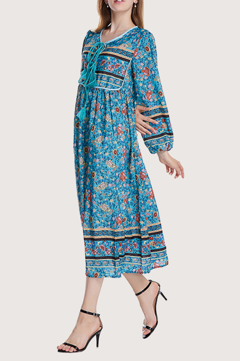 Bohemian Floral Print Maxi Dress