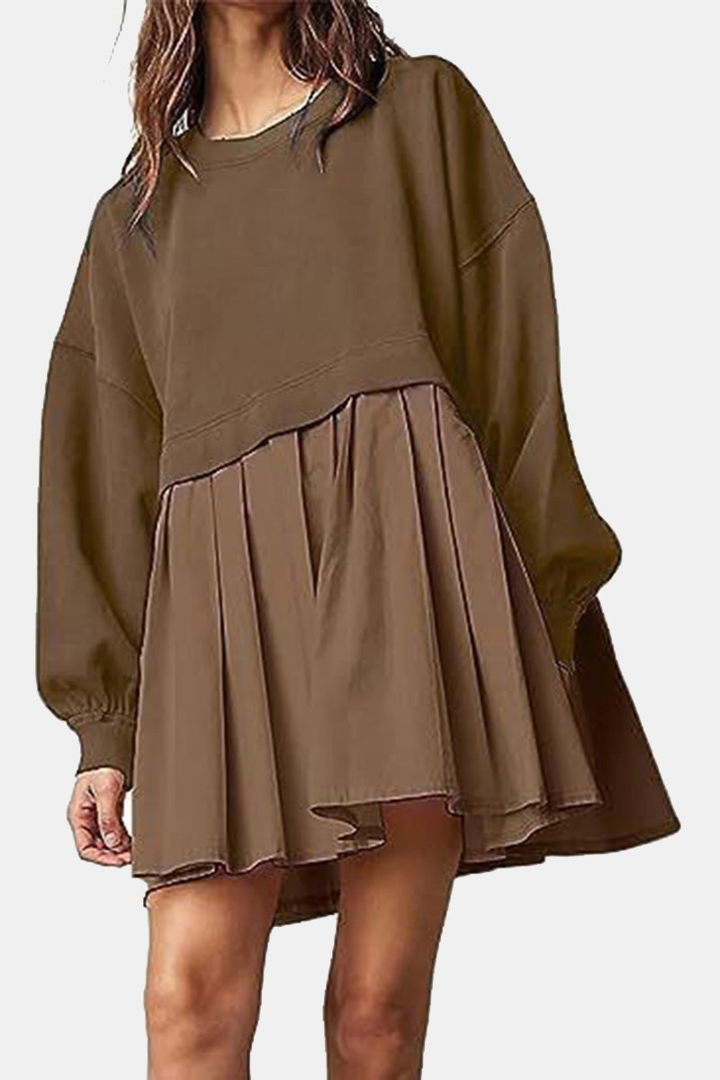 Faux Two-Piece Pleated Dress