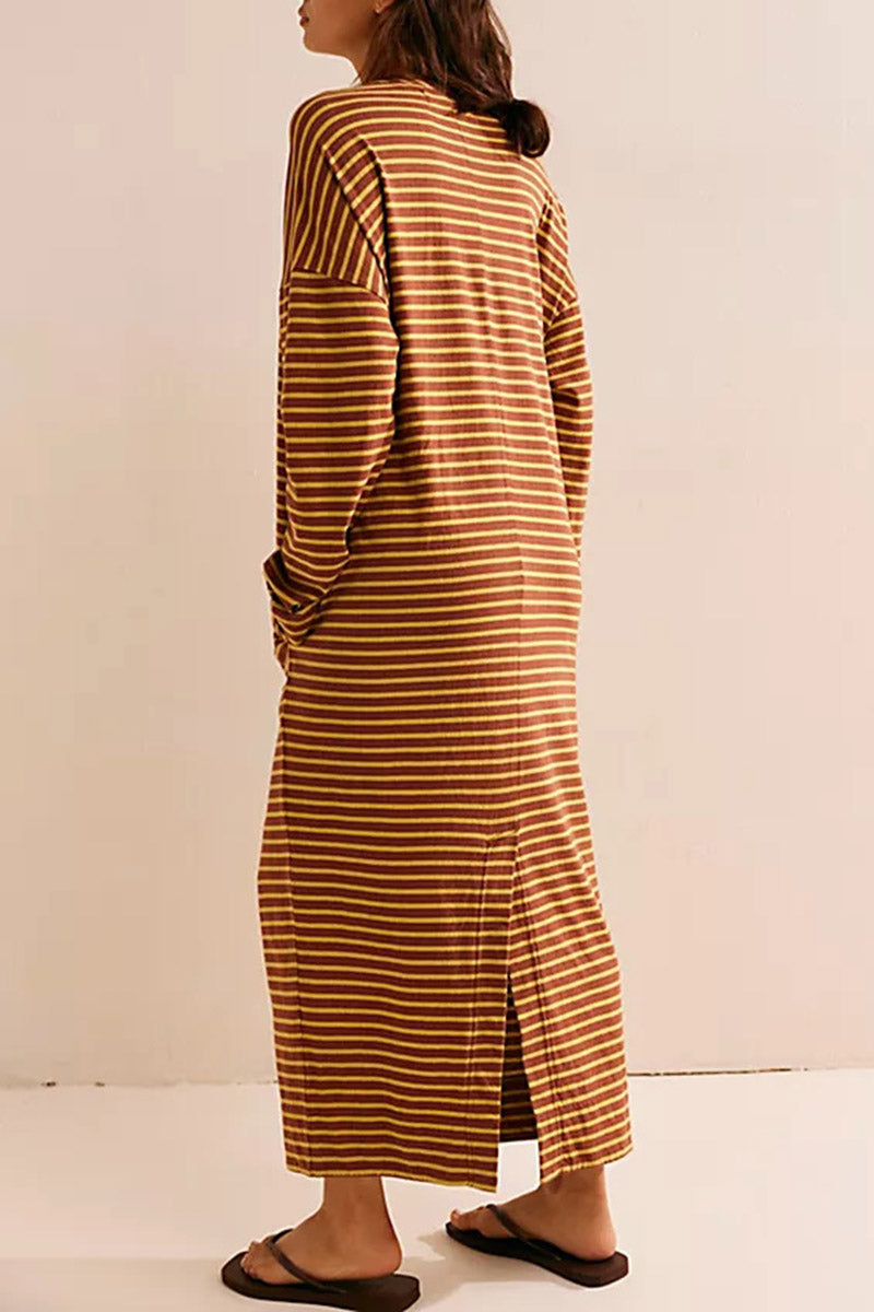 Striped Long Sleeve Beach Dress