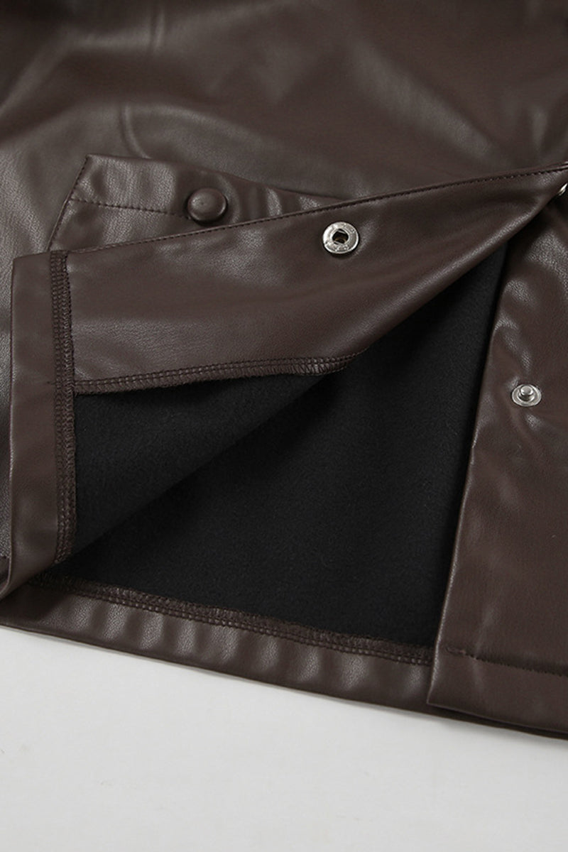 Buttoned Faux Leather Jacket