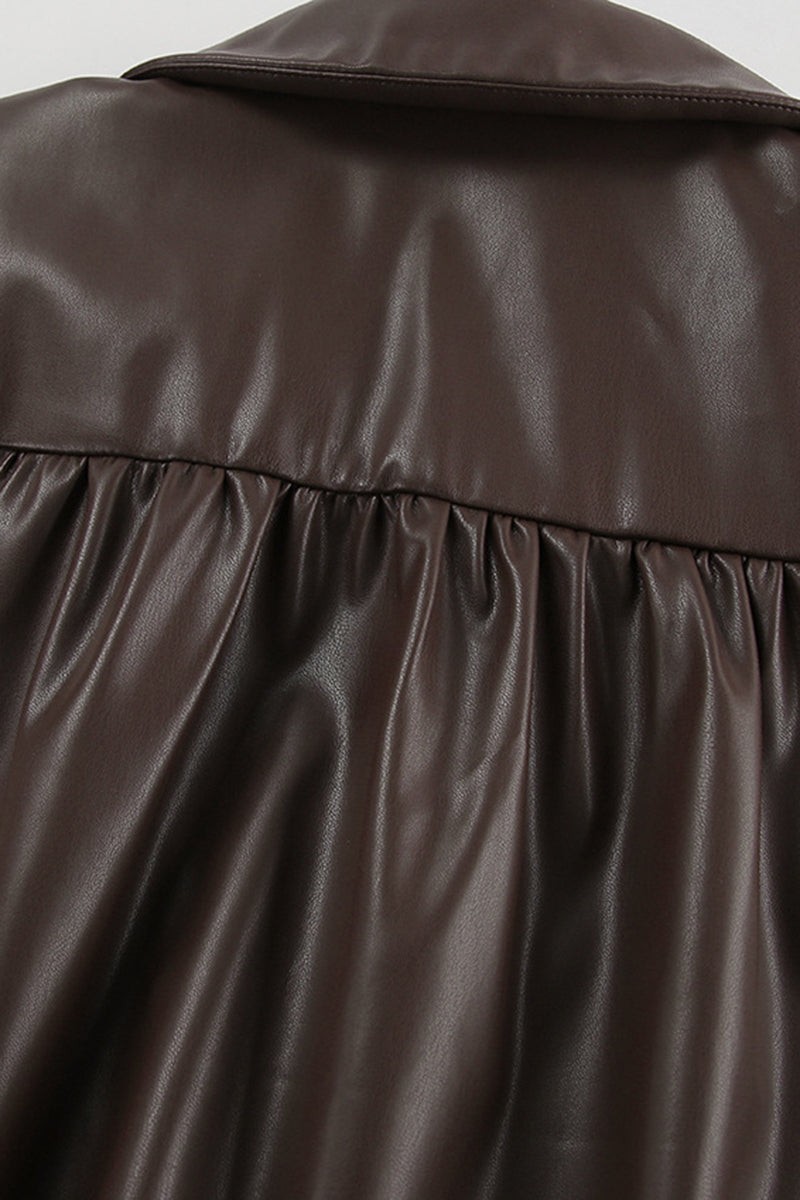 Buttoned Faux Leather Jacket