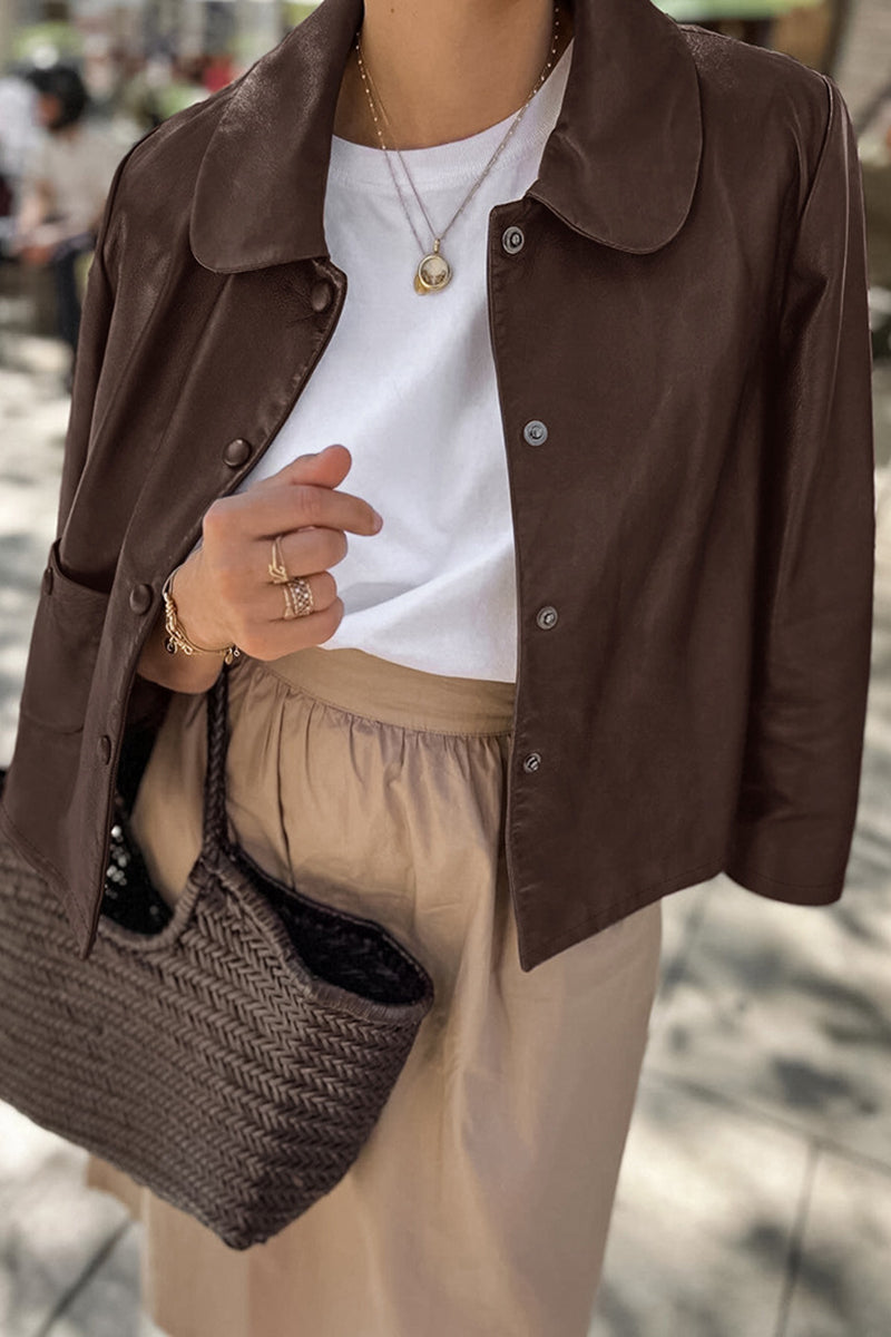 Buttoned Faux Leather Jacket