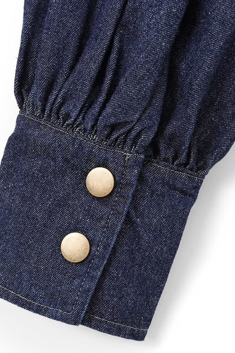 Denim Bow Blouse