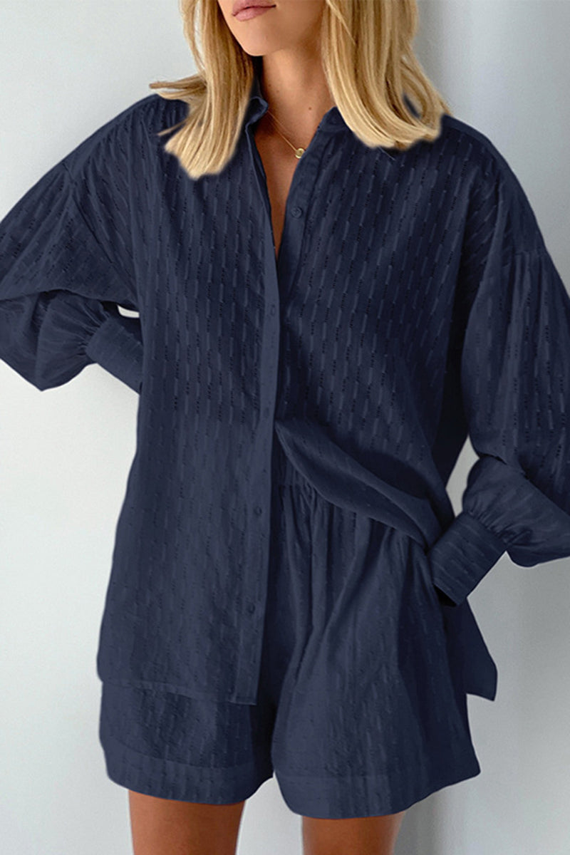 Button-Up Top and Shorts Set