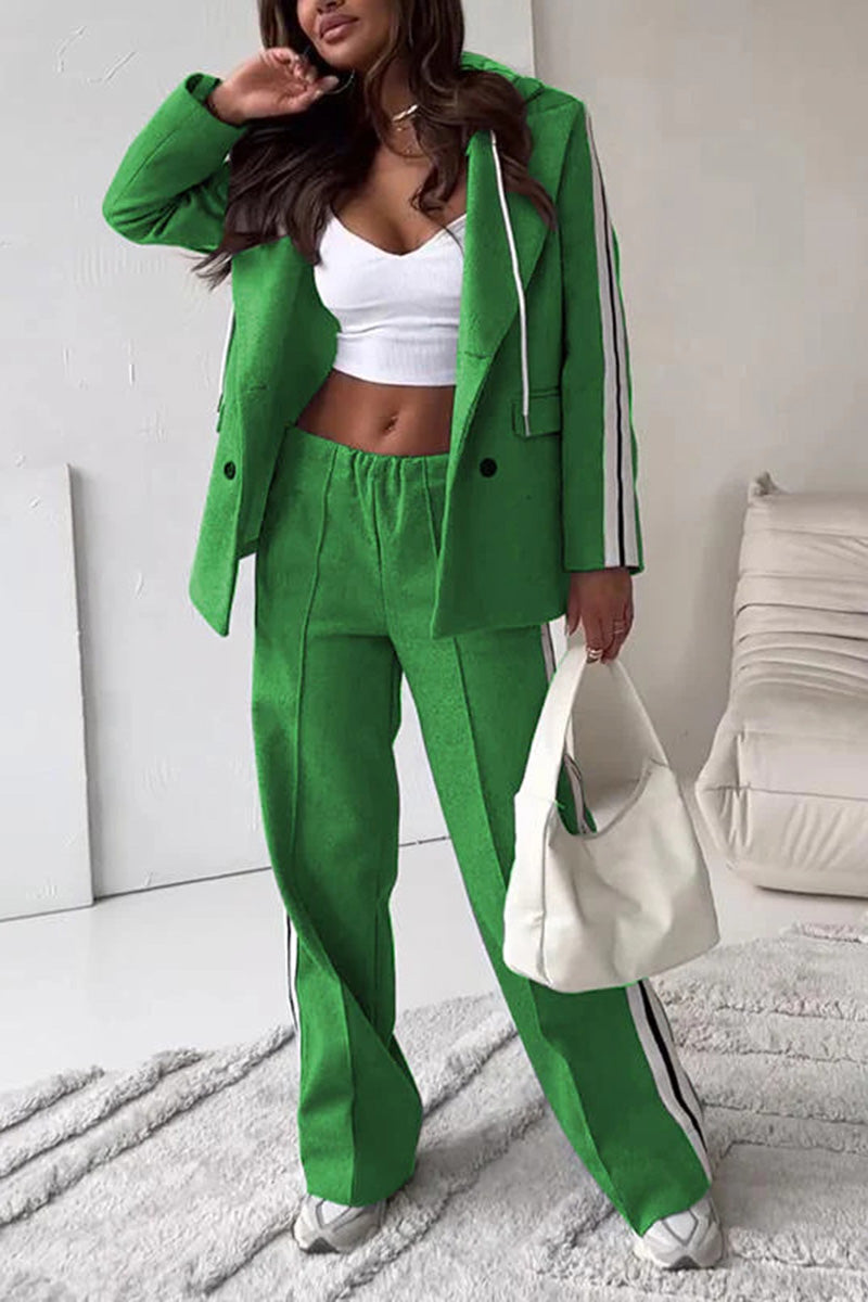 Striped Double-Breasted Blazer Set