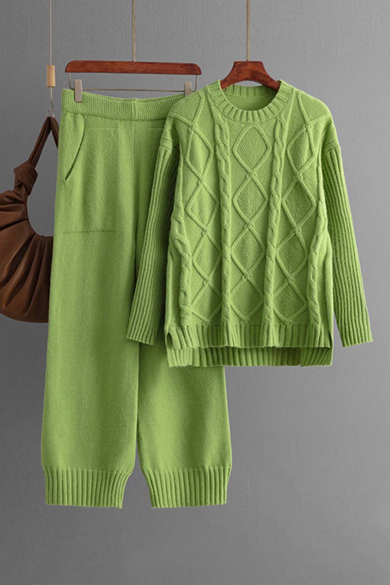 Cable Knit Pullover and Pants Set