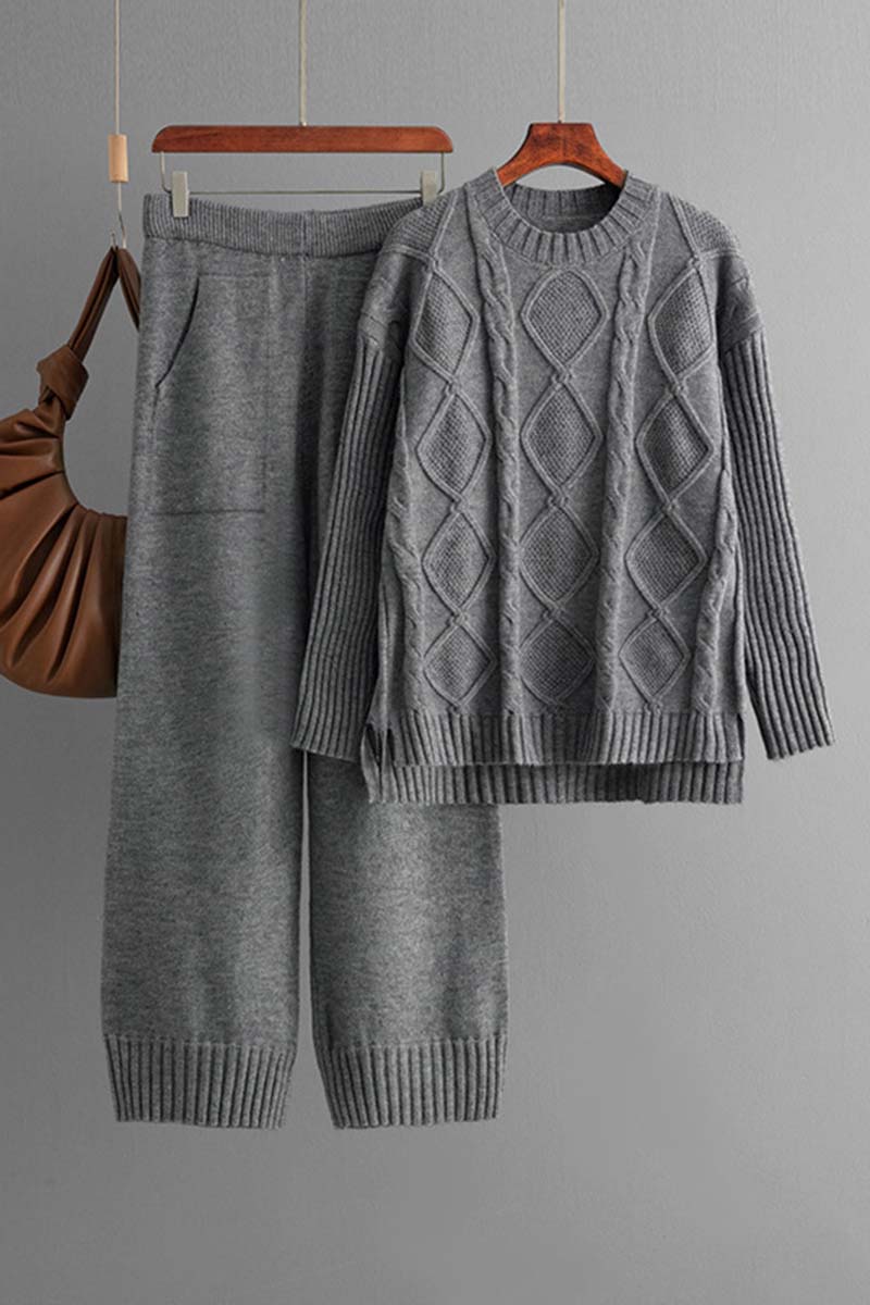 Cable Knit Pullover and Pants Set