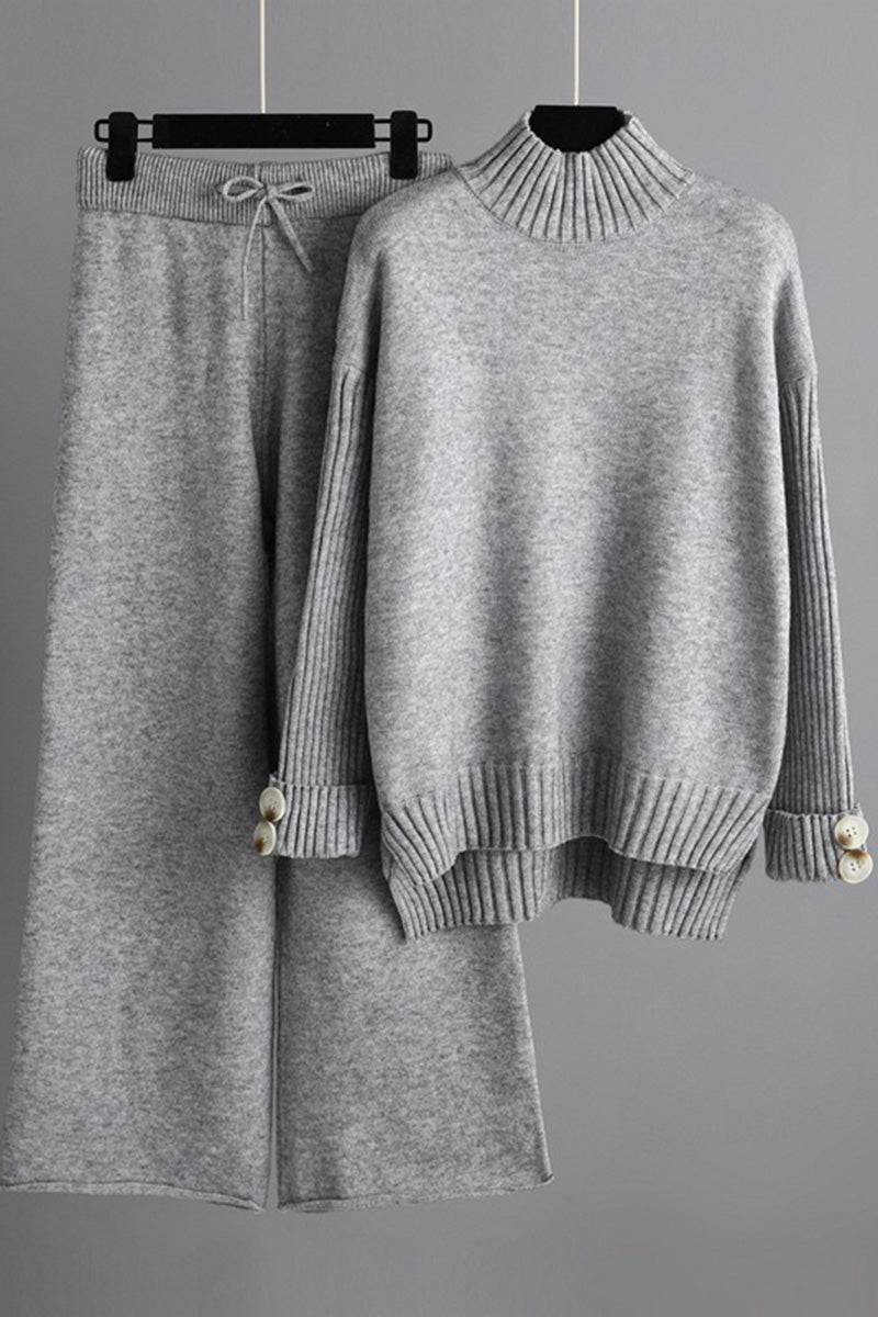 Turtleneck Knit Sweater and Pant Set