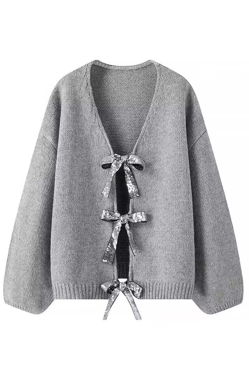 Bow-Tie Front Open Cardigan