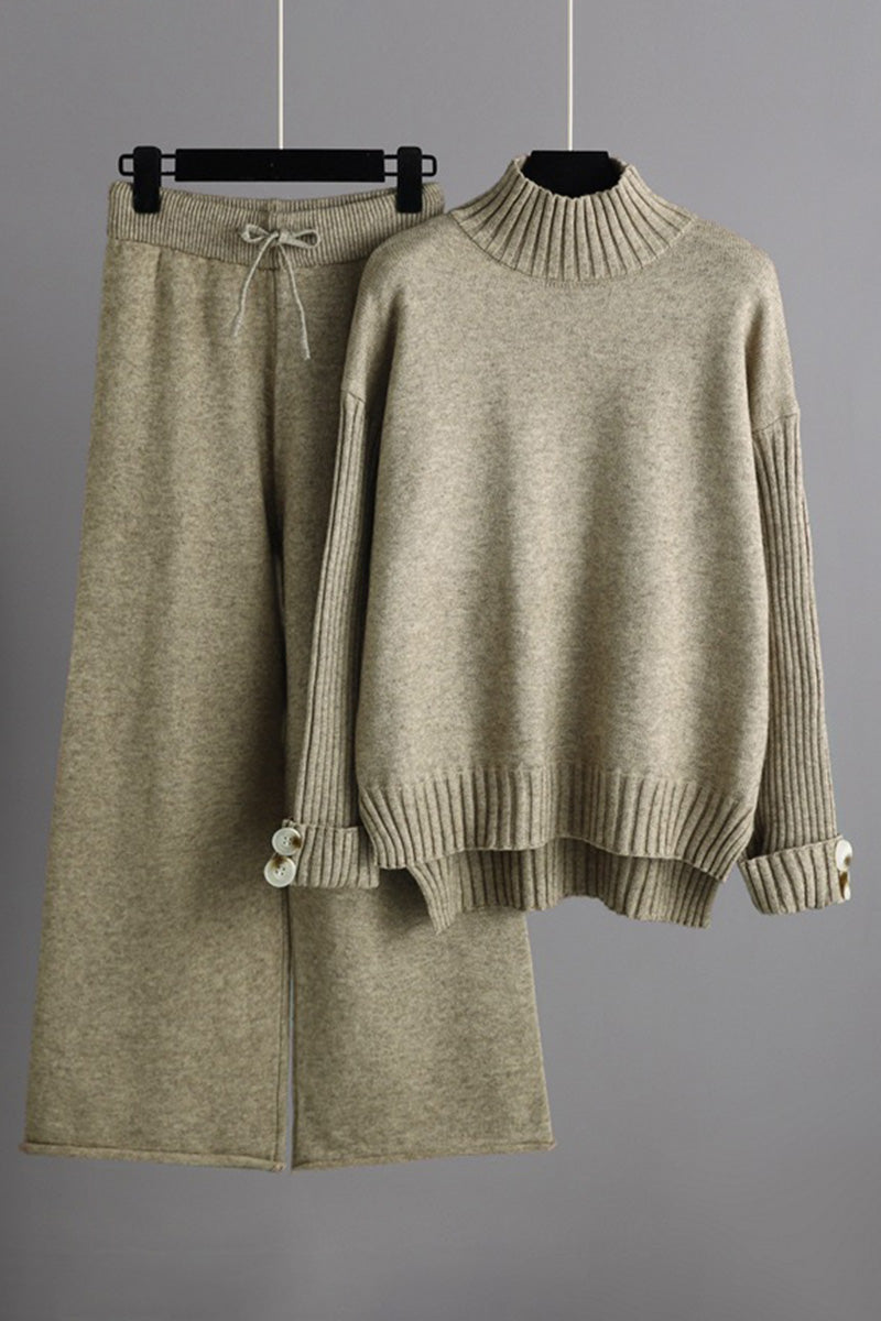 Turtleneck Knit Sweater and Pant Set