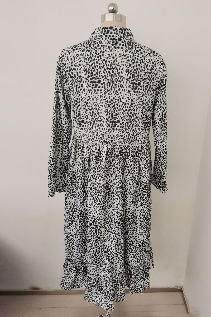 Leopard Print Long Sleeve Maxi Dress