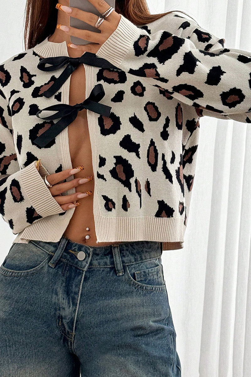Bow Tie Leopard Cardigan