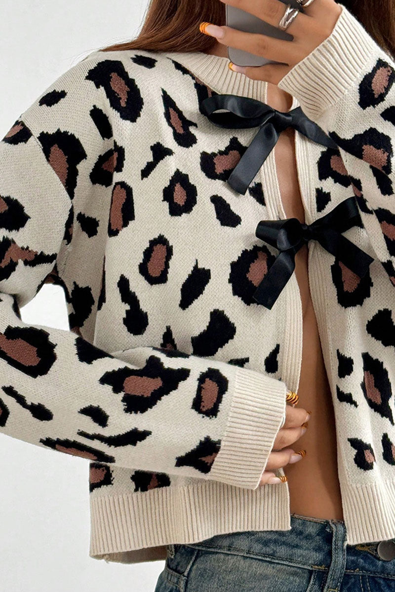 Bow Tie Leopard Cardigan
