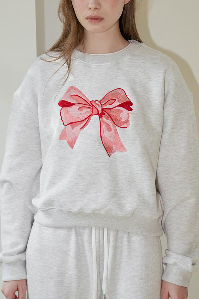 Bow Graphic Crew Neck Sweatshirt