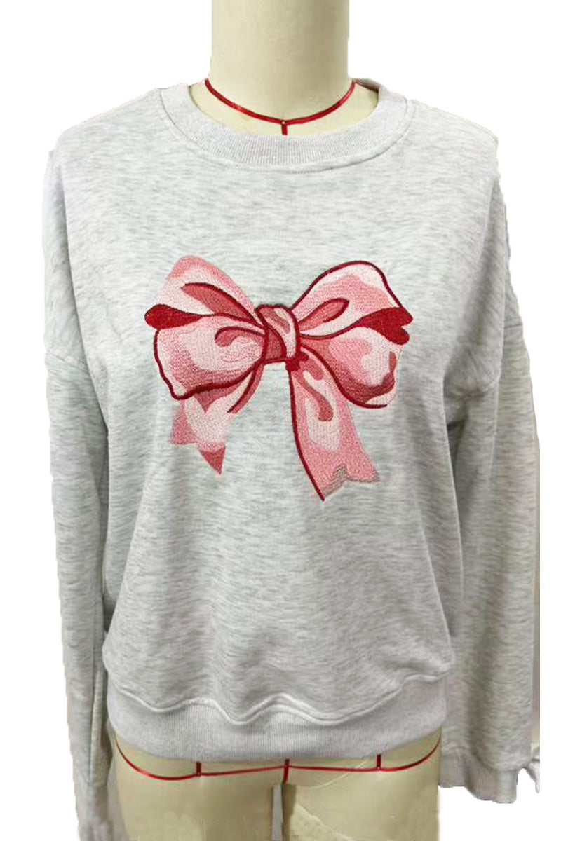 Bow Graphic Crew Neck Sweatshirt