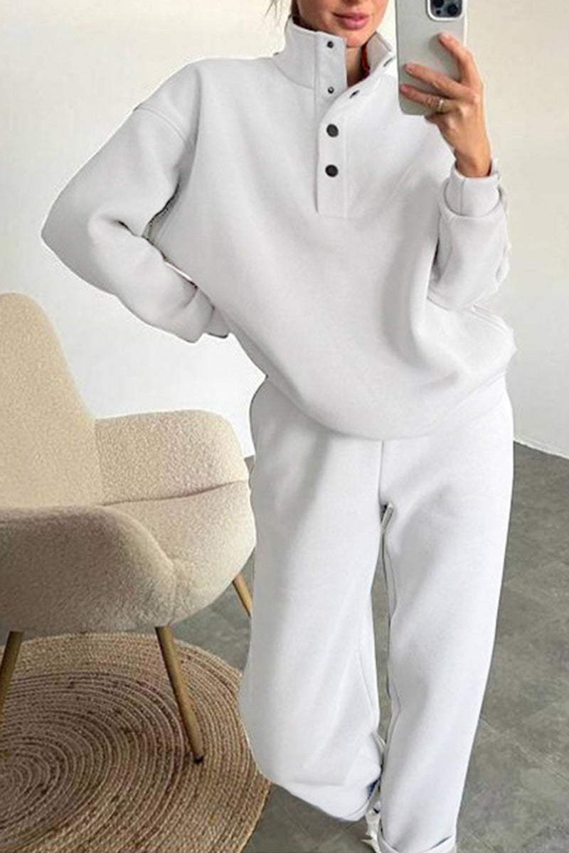Button-Up Pullover and Jogger Lounge Set