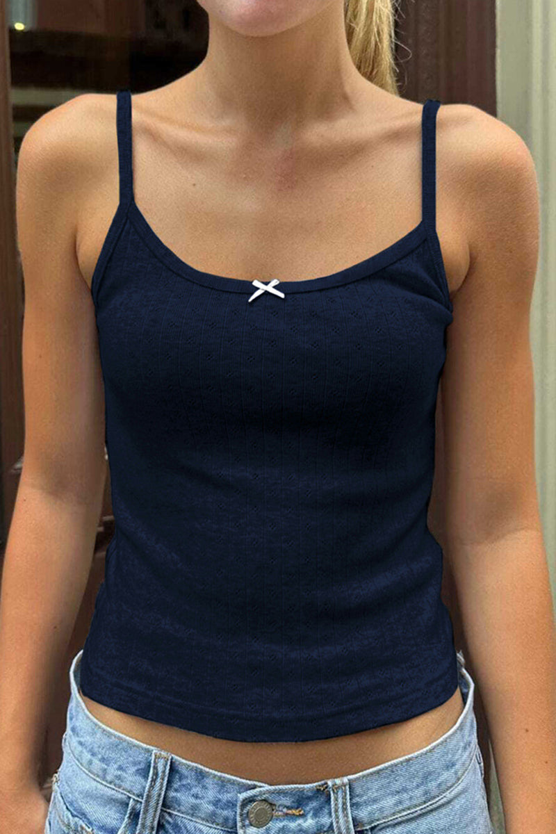 Bow Detail Ribbed Cami Top