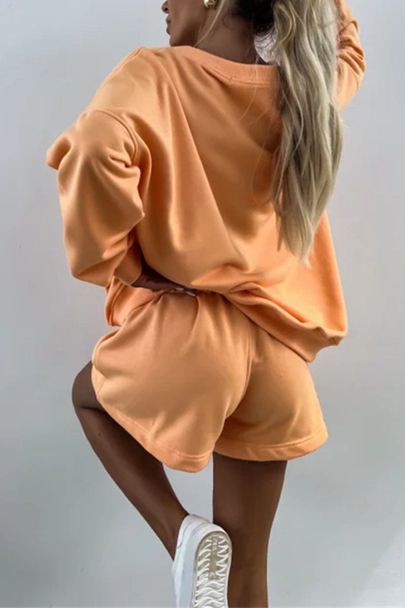 Striped V-Neck Pullover and Shorts Set