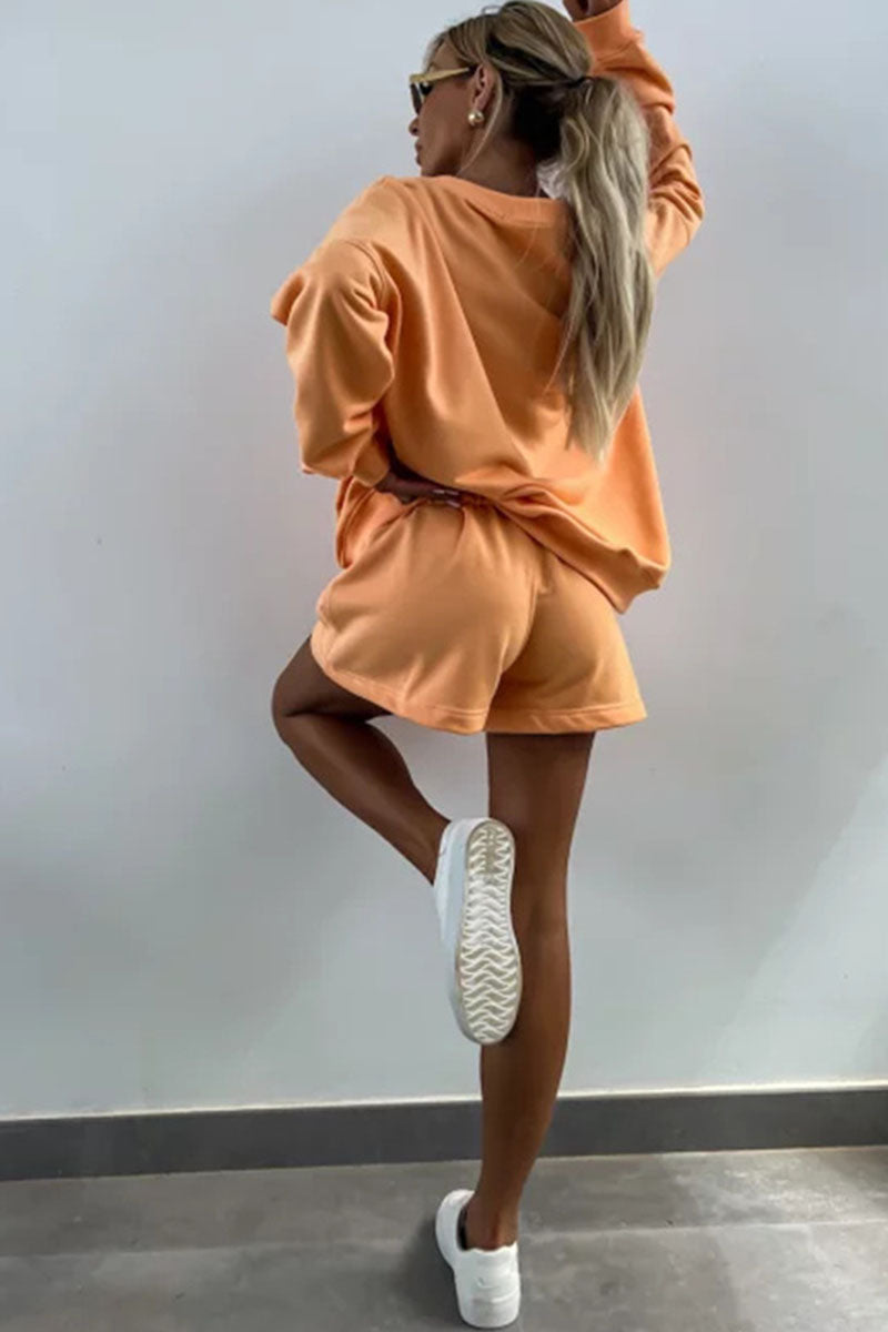 Striped V-Neck Pullover and Shorts Set