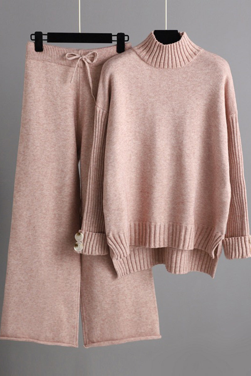 Turtleneck Knit Sweater and Pant Set