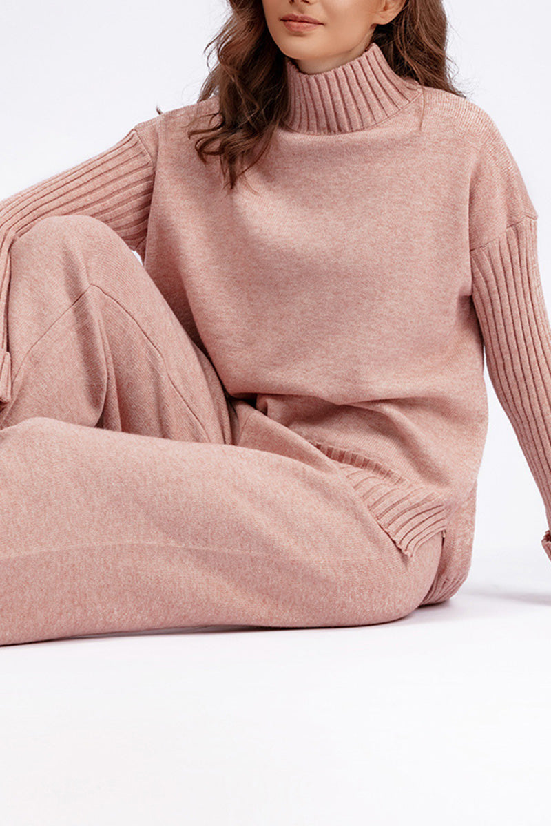 Turtleneck Knit Sweater and Pant Set