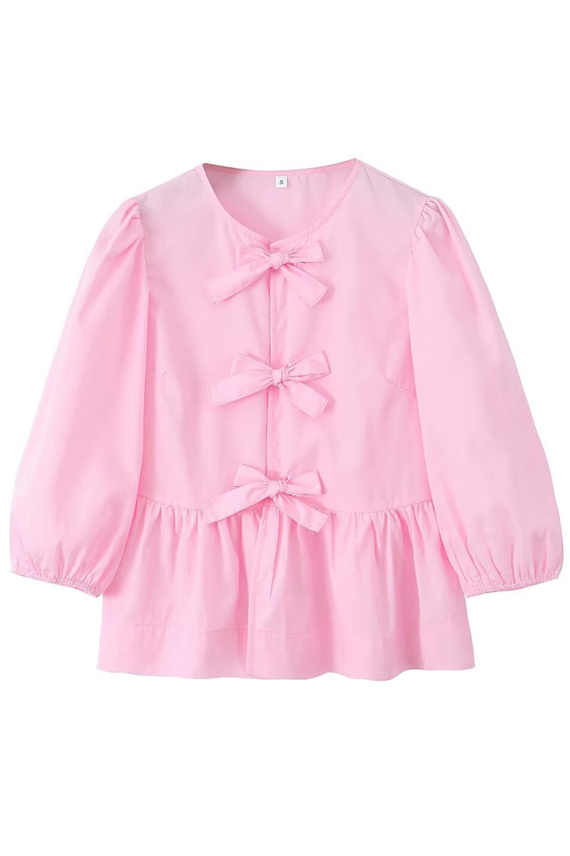 Bow-Detail Long-Sleeve Shirt