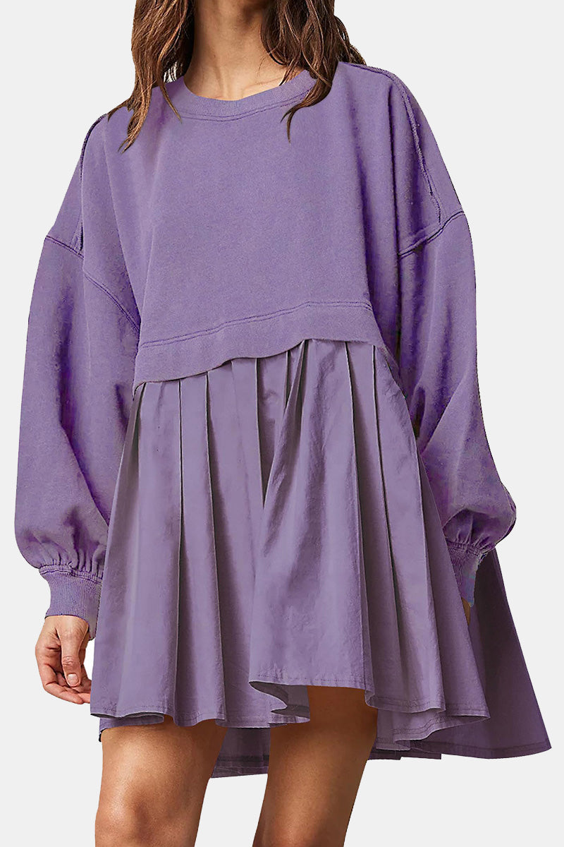 Faux Two-Piece Pleated Dress