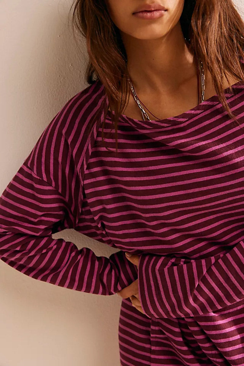 Striped Long Sleeve Beach Dress