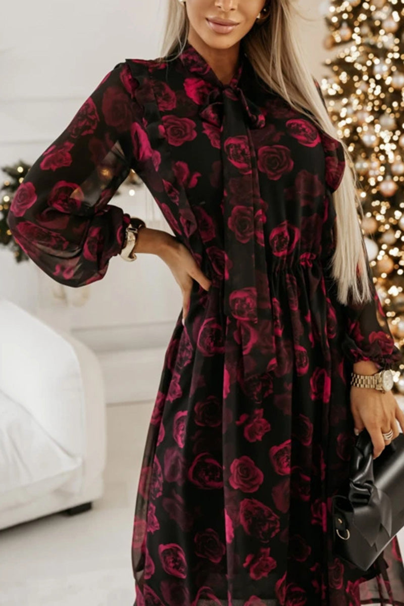 Floral Long Sleeve Midi Dress