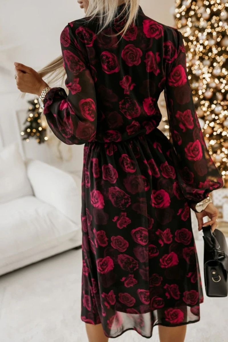 Floral Long Sleeve Midi Dress