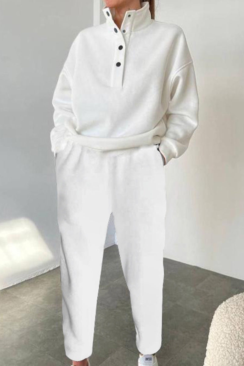 Button-Up Pullover and Jogger Lounge Set