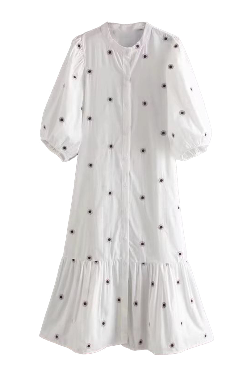Button-Up Floral Midi Dress
