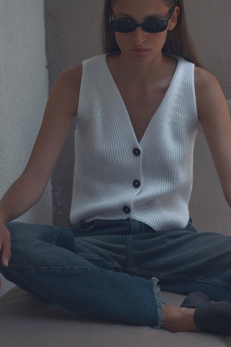 Buttoned Knit Vest