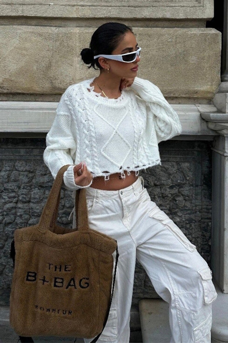 Cable-Knit Crop Sweater