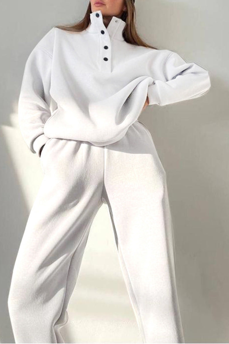 Button-Up Pullover and Jogger Lounge Set