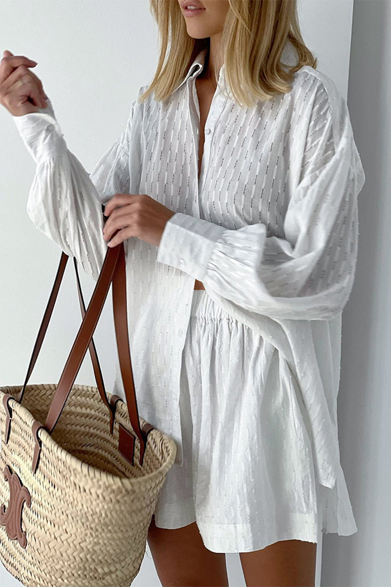 Button-Up Top and Shorts Set