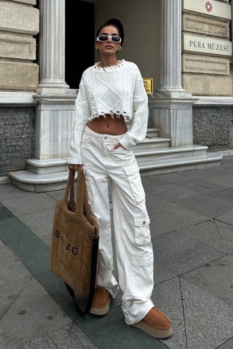 Cable-Knit Crop Sweater