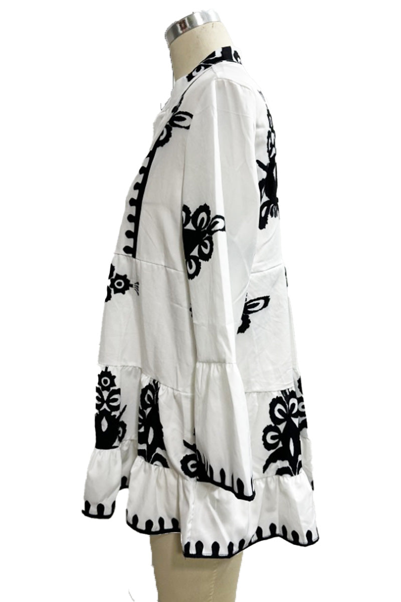 Bohemian Print Tiered Blouse