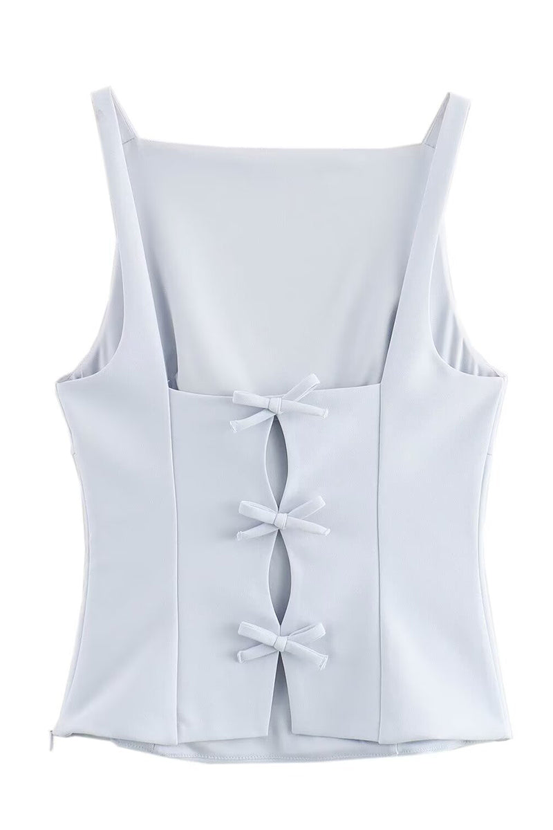 Bow Detail Backless Bustier Top