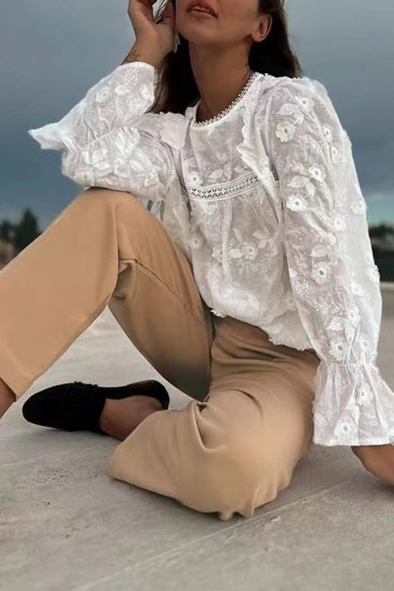 Bell Sleeve Sheer Blouse