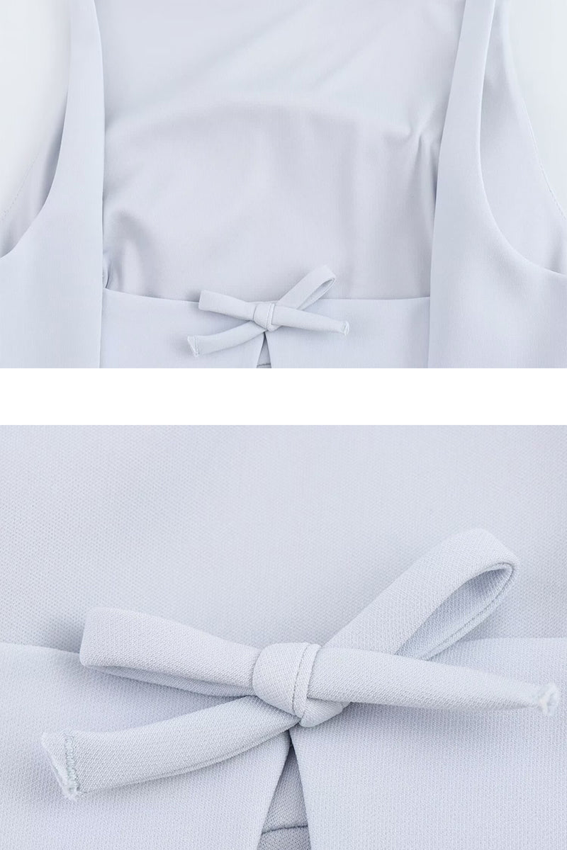 Bow Detail Backless Bustier Top