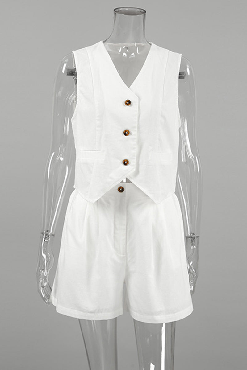 Buttoned Vest and Shorts Set
