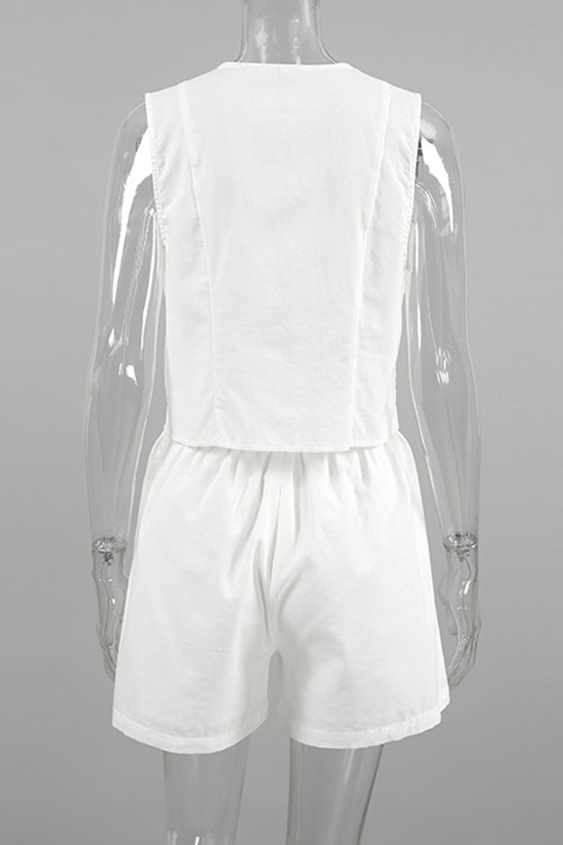 Buttoned Vest and Shorts Set