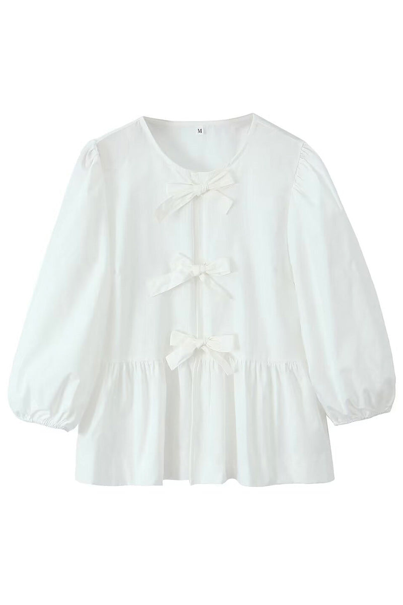Bow-Detail Long-Sleeve Shirt
