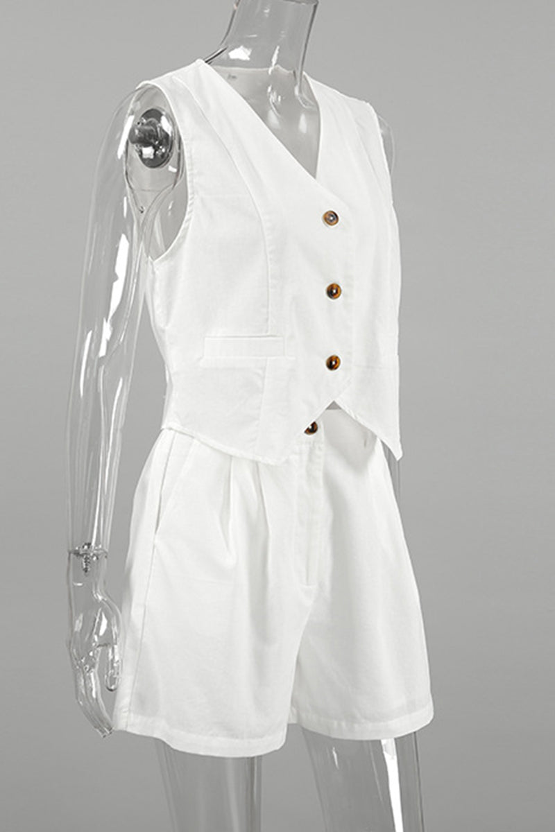 Buttoned Vest and Shorts Set