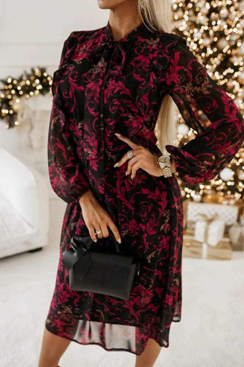 Floral Long Sleeve Midi Dress