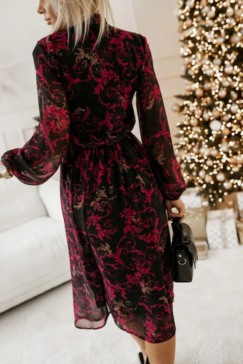 Floral Long Sleeve Midi Dress