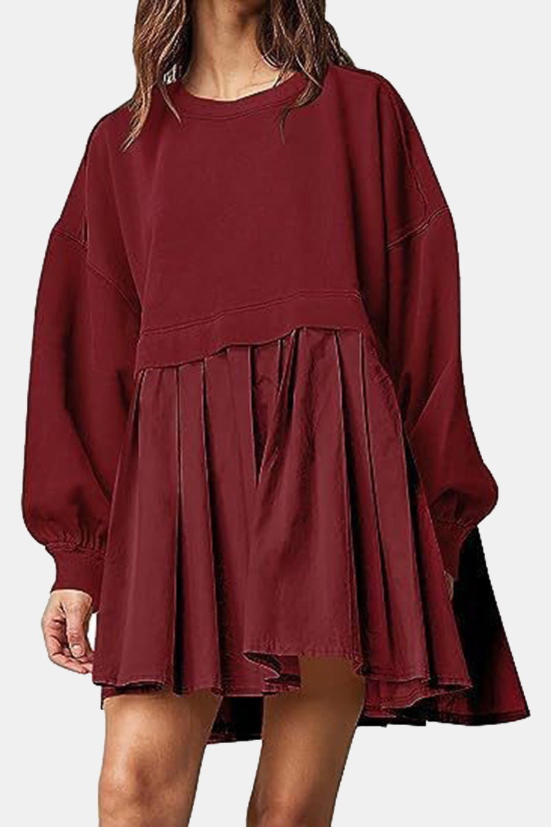 Faux Two-Piece Pleated Dress